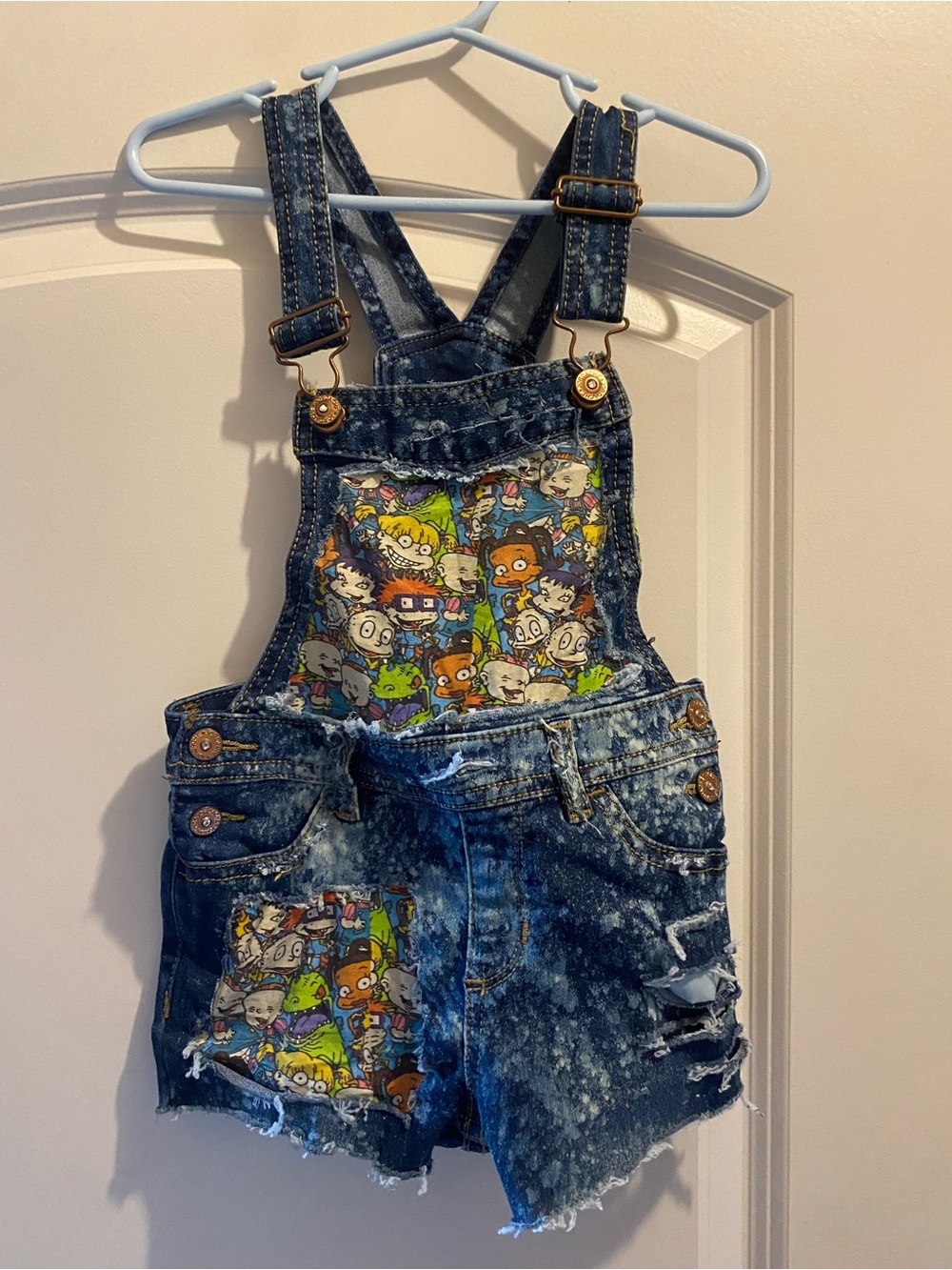 Custom Kids Denim Short Overalls with Rugrats